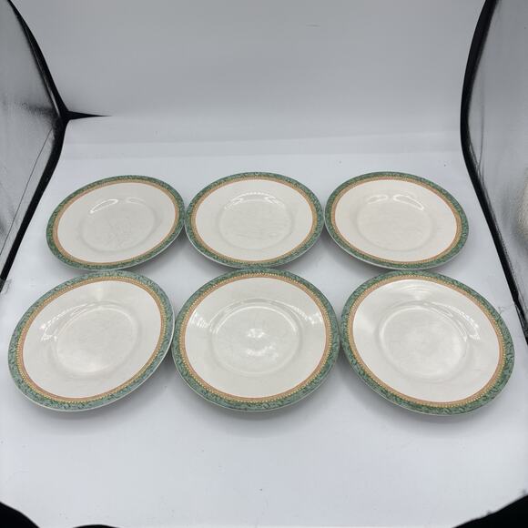 Pfaltzgraff Saucer Plates 6.25" Lot Set of 6 French Quarter Green Bread Dessert - Picture 1 of 16